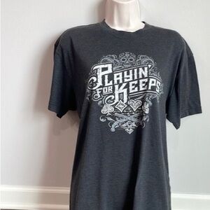 American Apparel Charcoal T‑Shirt with White 'Playin For Keeps' Graphic